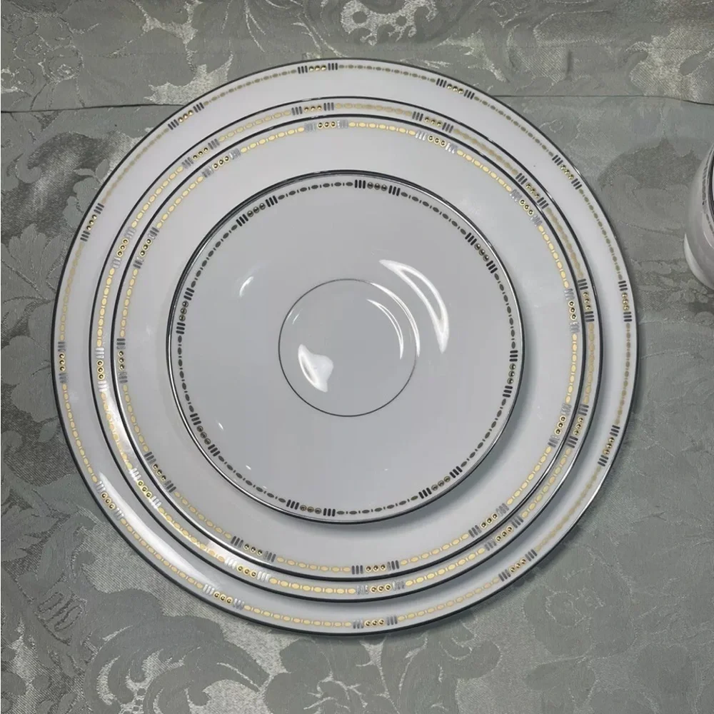 Rare Waterford‎ Crystal Basque China 6 Piece Place Setting Discontinued Vintage